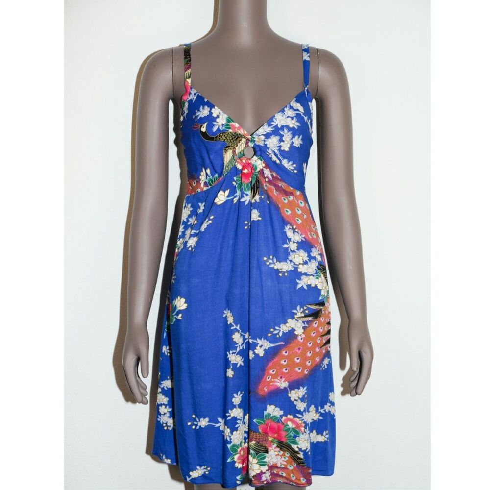 Vintage Tropical Tank Short Dress‎ Sleeveless Beach Sundress Small